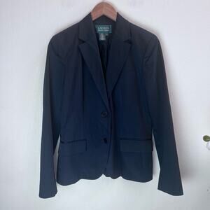 Lauren Ralph Lauren Black Cotton Blend Blazer Jacket Career Women's Size 4